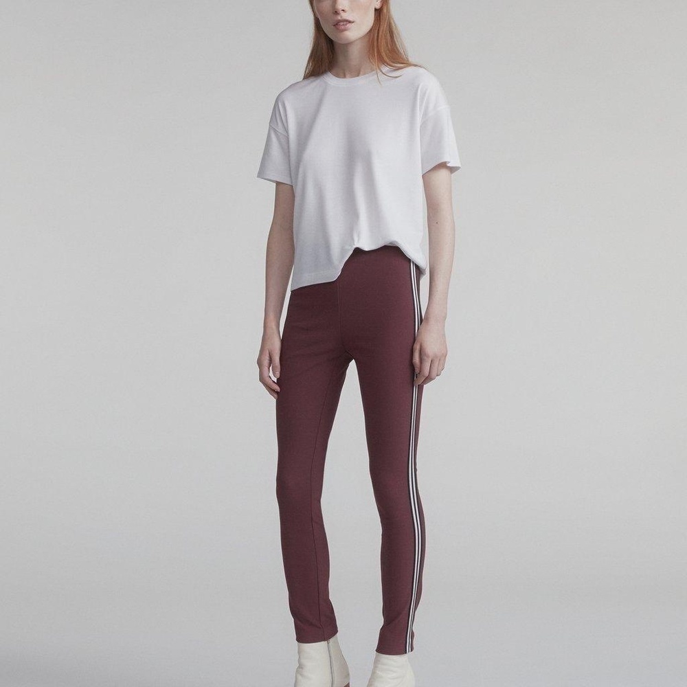 NWT rag & bone Simone Side Striped pants in Burgundy - Picture 1 of 11